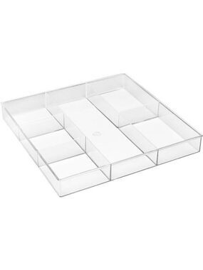 Clear Plastic Drawer Organizer 6 Section Tray for Makeup Office Kitchen